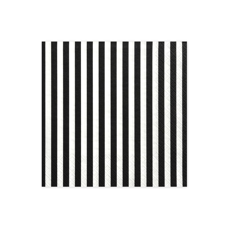Set 20 Servetele Dungi, Negru, 33x33 cm