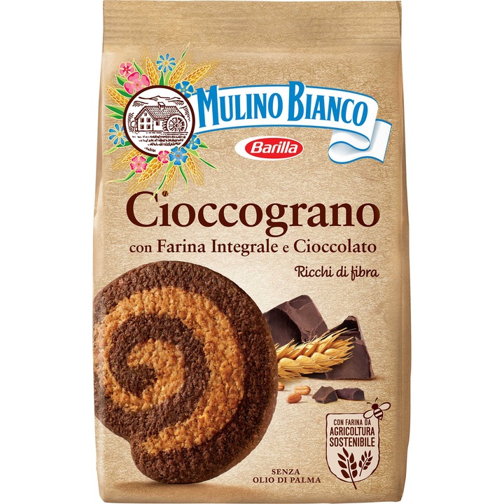 Biscuiti din faina cu ciocolata Mulino Bianco Cioccograno, 330g