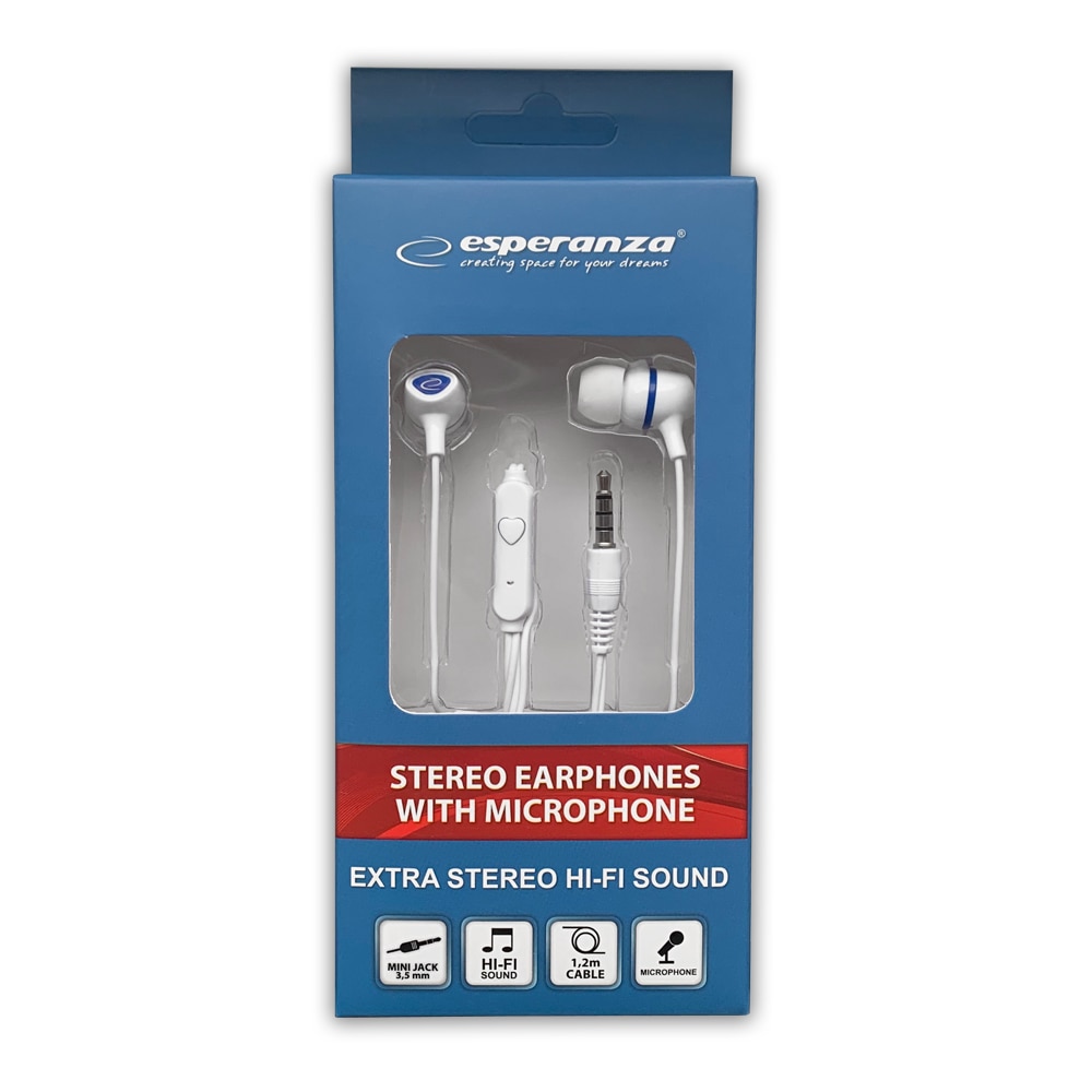 Casti cu microfon - Esperanza EH191WB - Alb, Albastru