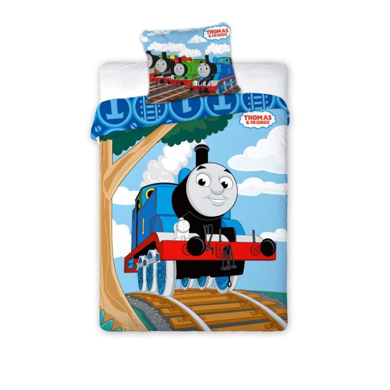 Lenjerie de pat copii,bumbac Thomas , 2 piese 100x135 cm, 40X60 cm Albastru