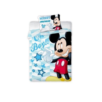 Lenjerii de pat copii, Mickey Mouse , 2 piese 100×135 cm, 40×60 cm Happy Bleu Lenjerii de pat copii, Mickey Mouse , 2 piese 100×135 cm, 40×60 cm Happy Bleu