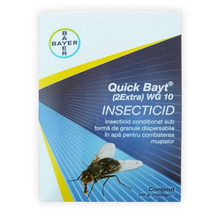 Momeala insecticida concentrata, destinata combaterii mustelor, Quick Bayt 2EXTRA WG 10, 10 pliculete x 25g