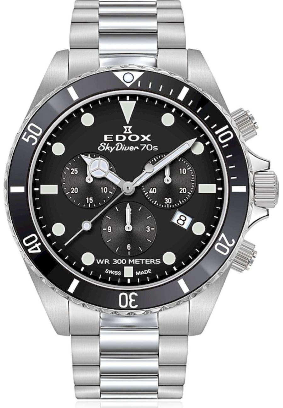 Ceas barbatesc Edox 10238 3NM NI, 30 ATM, Argintiu