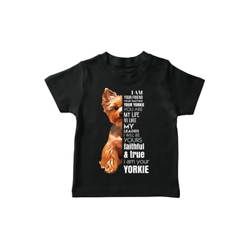 Lepni.me - Детска тениска с къс ръкав За любителите на породата кучета Йоркширкски териер/ Йорки, Аз съм твоето Йорки, Черен