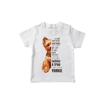 Lepni.me - Детска тениска с къс ръкав За любителите на породата кучета Йоркширкски териер/ Йорки, Аз съм твоето Йорки, Бял