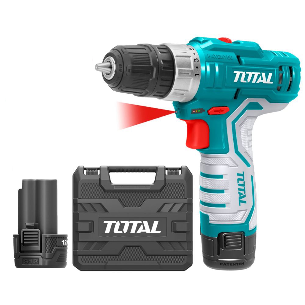 Акумулаторен винтоверт Total, 12 V, 2 х 1.5 Ah Li-Ion, куфар - eMAG.bg