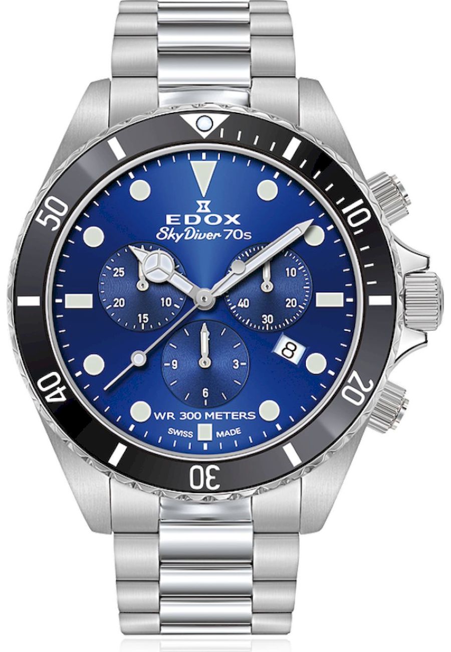Ceas barbatesc Edox 10238 3NM BUI, 30 ATM, Argintiu