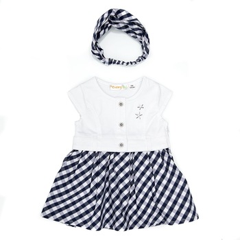 Rochie Babybol fete, jeans combinat cu poplin la fusta, bumbac, Alb/abastru Rochie Babybol fete, jeans combinat cu poplin la fusta, bumbac, Alb/abastru