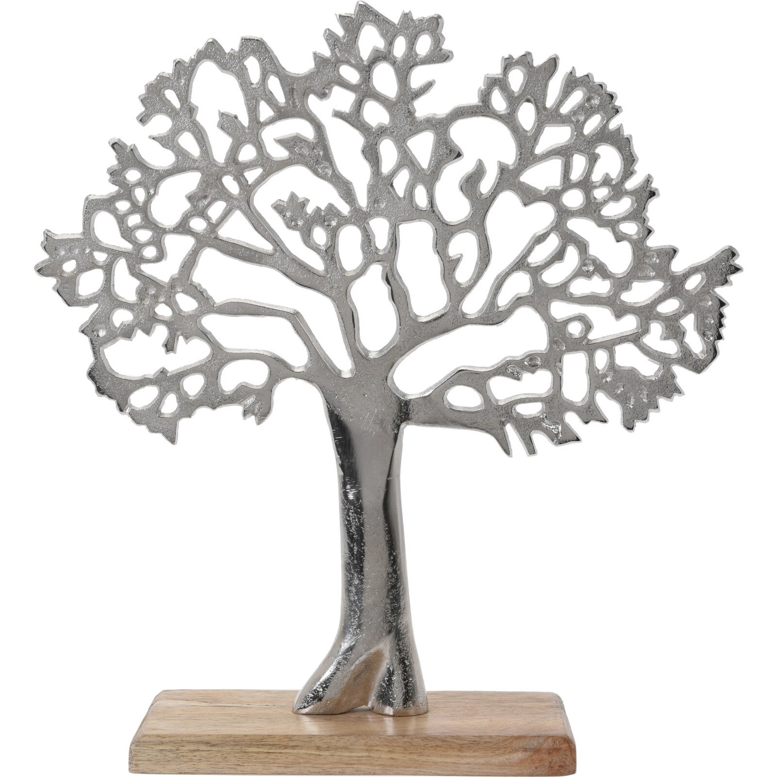 Decoratiune copac metalic cu baza de lemn, 35x31 cm