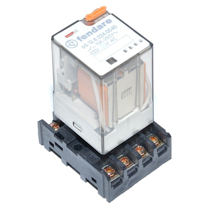 elSales ipari relé, ELS-REL-24/8AC, 24V - AC / 8P aljzattal, Méretek 36,4 x 32,5 x 54,2 mm