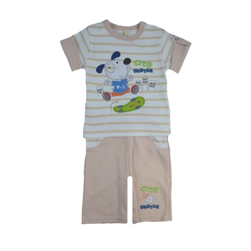 Compleu 2 piese de vara pentru baieti Koala Skater 2455, Bej 74 cm