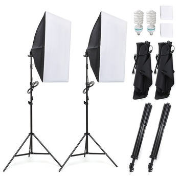 Set lumini pentru studio, 8 piese, Pentru iluminare permanenta, 5500 K, 2 x 135 W, 240 V, 71 x 25 x 14, Alb/Negru Set lumini pentru studio, 8 piese, Pentru iluminare permanenta, 5500 K, 2 x 135 W, 240 V, 71 x 25 x 14, Alb/Negru