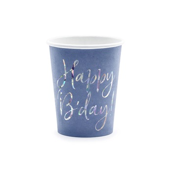 Set 6 Pahare Happy B'day!, Albastru, 220 ml Set 6 Pahare Happy B'day!, Albastru, 220 ml