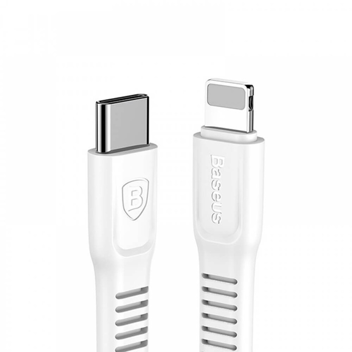Baseus Tough Series USB-C to Lightning Cable PD 18W (CAZYSC-B02) - USB-C към Lightning кабел за Apple устройства с Lightning порт (200 см) (бял)