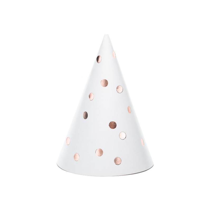 Set 6 Coifuri cu buline roz, Alb, 16 cm