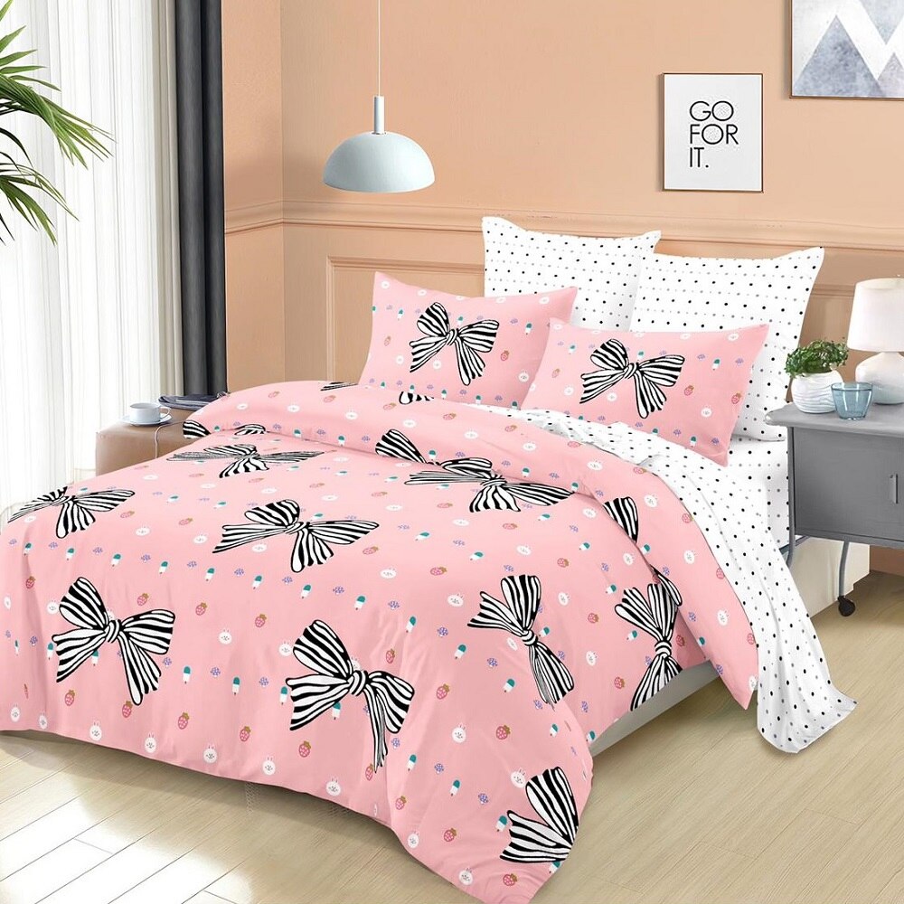 Lenjerie de pat dublu, 230 x 220 cm, bumbac satinat, Casa de Vis, R60-339