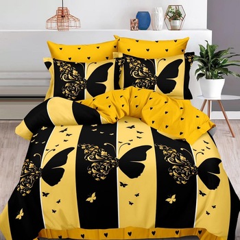 Lenjerie de pat dublu, 230 x 220 cm, bumbac satinat, 6 piese, Casa de Vis, R60-349 Lenjerie de pat dublu, 230 x 220 cm, bumbac satinat, 6 piese, Casa de Vis, R60-349