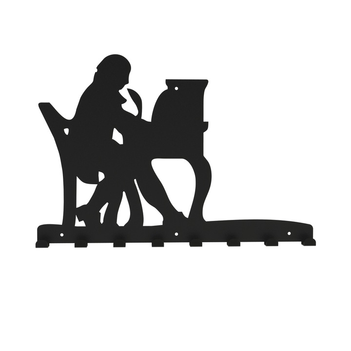 Cuier metalic Compozitor - model 4238, Negru, 58x40x2.8 cm