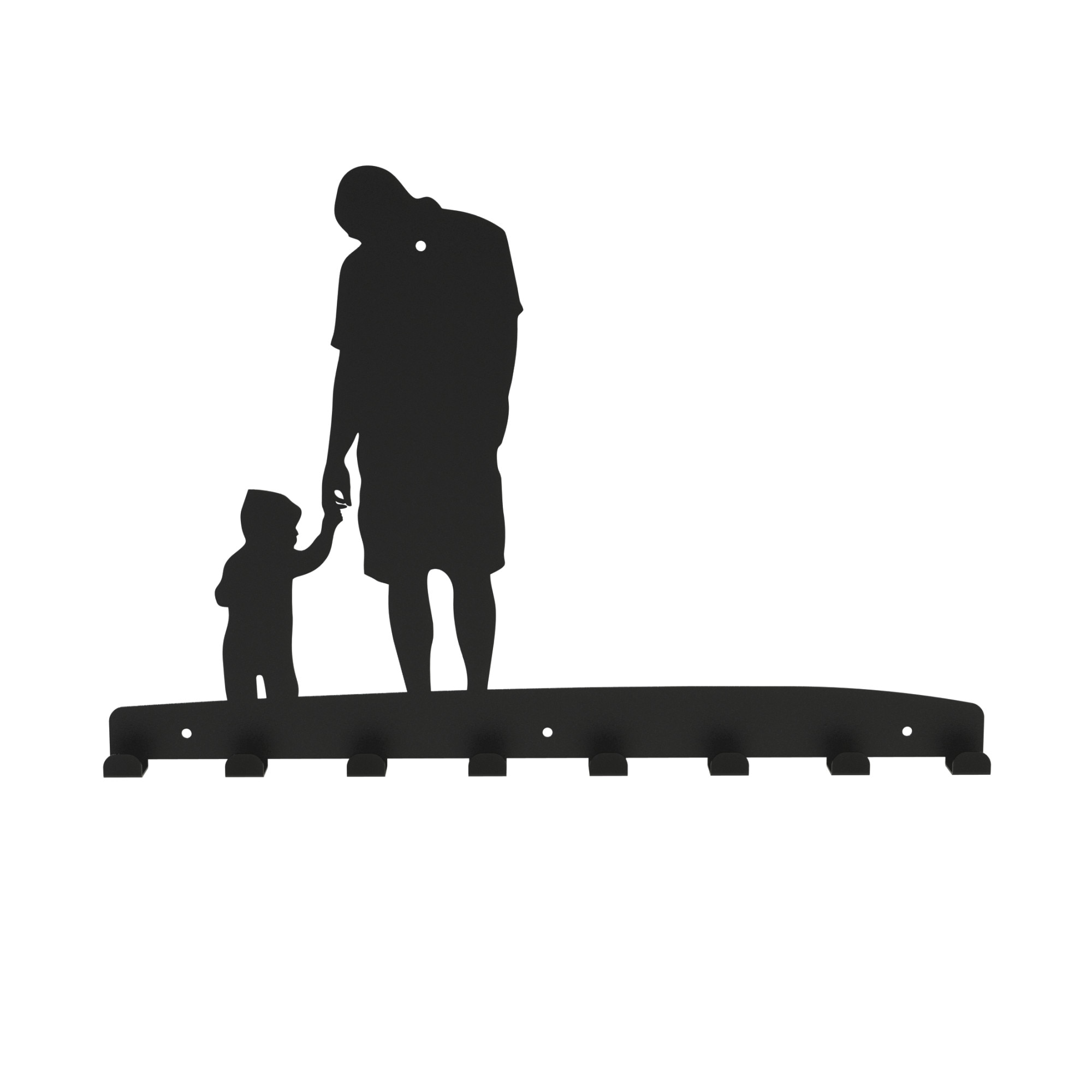 Cuier metalic Tata cu copil - model 4235, Negru, 58x39.5x2.8 cm