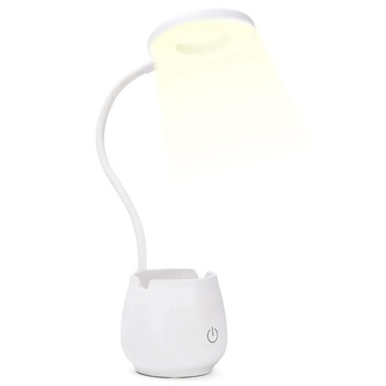 Lampa de birou, LED, control tactil, reglabila, reincarcabila USB, Alb Lampa de birou, LED, control tactil, reglabila, reincarcabila USB, Alb