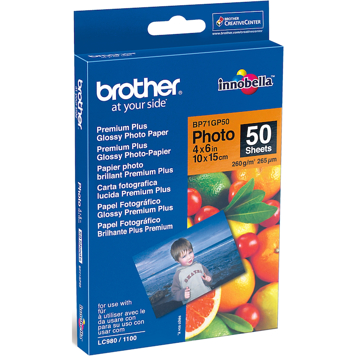 Hartie Foto Brother BP71GP50, Glossy 10x15 cm