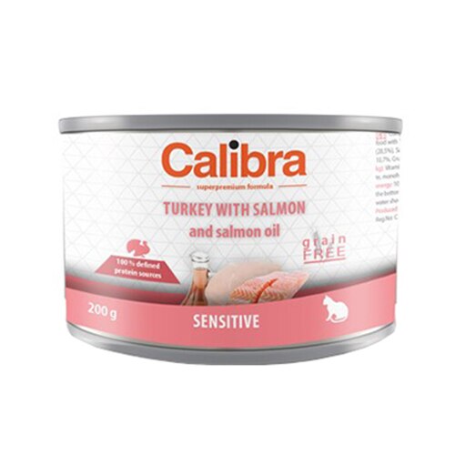Hrana umeda pentru pisici, Calibra Sensitive, Curcan si Somon, 200g