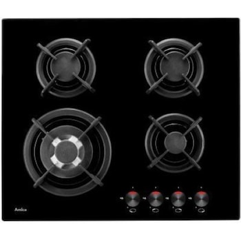 Plita incorporabila Amica PG6411SR, Gaz, 4 zone de gatit, 60 cm, Negru Plita incorporabila Amica PG6411SR, Gaz, 4 zone de gatit, 60 cm, Negru