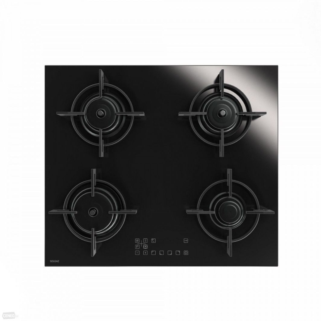 Plita incorporabila Solgaz GNC 4 GPL, Gaz, 4 zone de gatit, 58 cm, Negru
