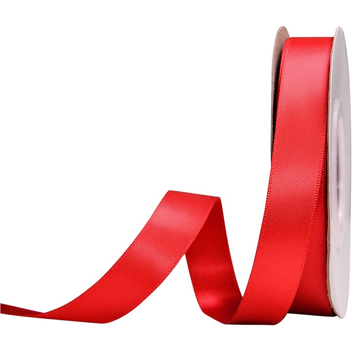 Комплект от 4 ролки панделки от сатенена панделка, Createur, ширина 5 см, обща дължина 92 м, червени