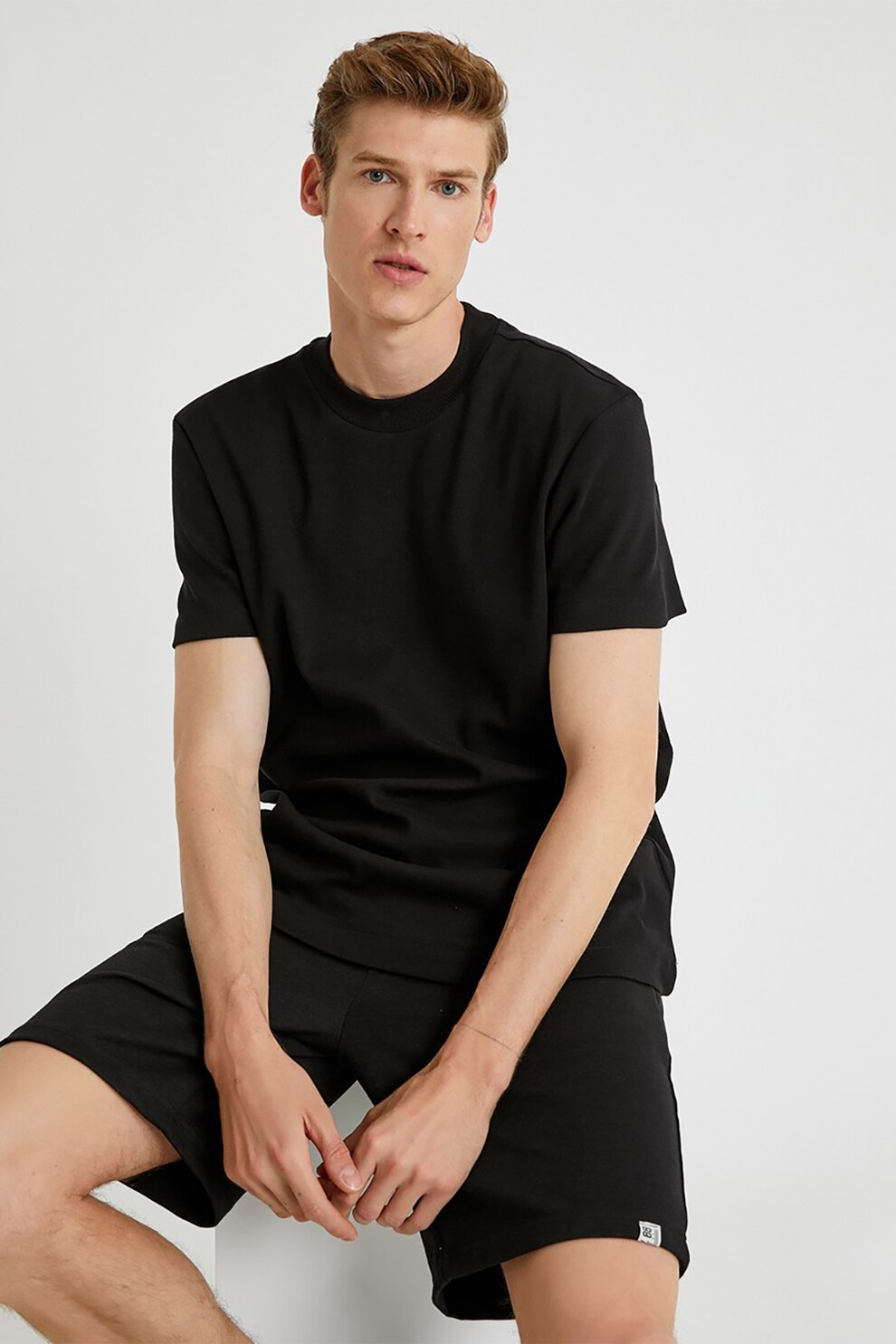 KOTON, Tricou regular fit din bumbac, Negru, S