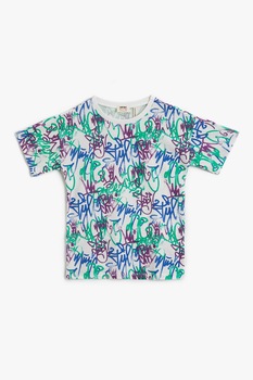KOTON, Tricou cu imprimeu graffiti, Alb/Verde/Albastru, 146-152 CM KOTON, Tricou cu imprimeu graffiti, Alb/Verde/Albastru, 146-152 CM