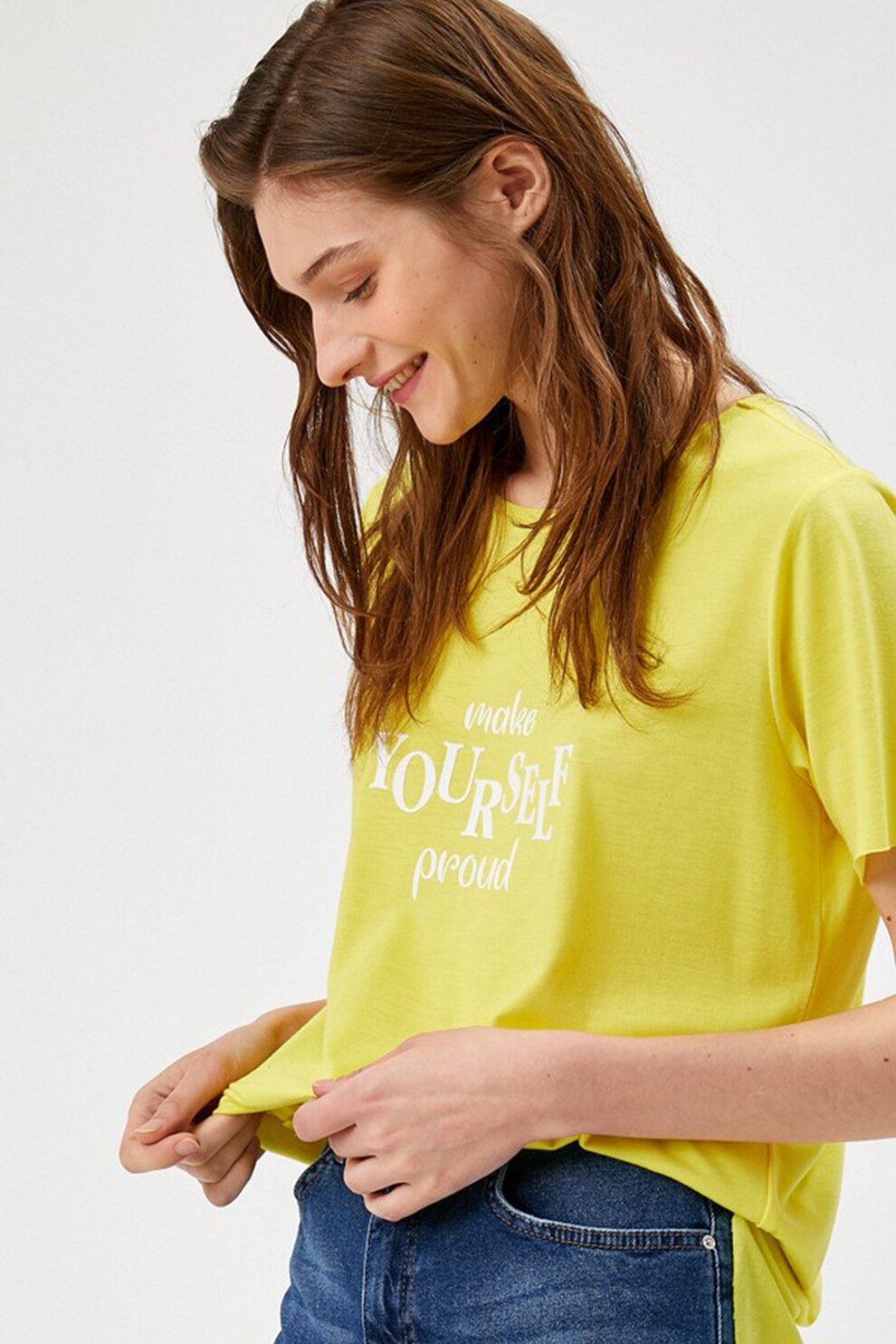 KOTON, Tricou cu slituri laterale, Galben