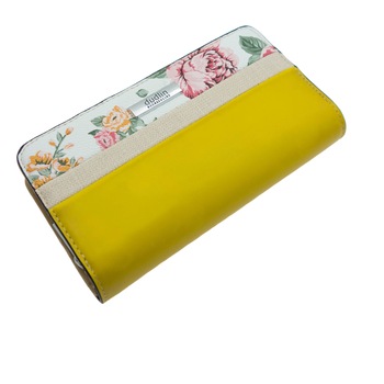 Portofel de dama, Dudlin, din piele ecologica, 19 x 10 x 3.5 cm, Galben cu floricele - PR395 Portofel de dama, Dudlin, din piele ecologica, 19 x 10 x 3.5 cm, Galben cu floricele - PR395