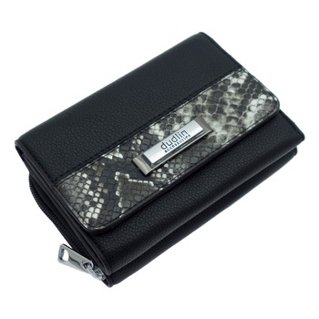 Portofel de dama, Dudlin, din piele ecologica, 13.5 x 10 x 4.5 cm, Negru - PR386 Portofel de dama, Dudlin, din piele ecologica, 13.5 x 10 x 4.5 cm, Negru - PR386
