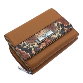 Portofel de dama, Dudlin, din piele ecologica, 13.5 x 10 x 4.5 cm, Maro - PR387 Portofel de dama, Dudlin, din piele ecologica, 13.5 x 10 x 4.5 cm, Maro - PR387