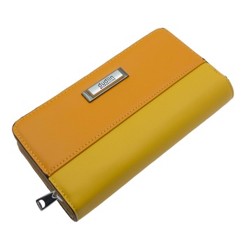 Portofel de dama, Dudlin, din piele ecologica, 19 x 10 x 3.5 cm, Galben cu Portocaliu - PR398 Portofel de dama, Dudlin, din piele ecologica, 19 x 10 x 3.5 cm, Galben cu Portocaliu - PR398