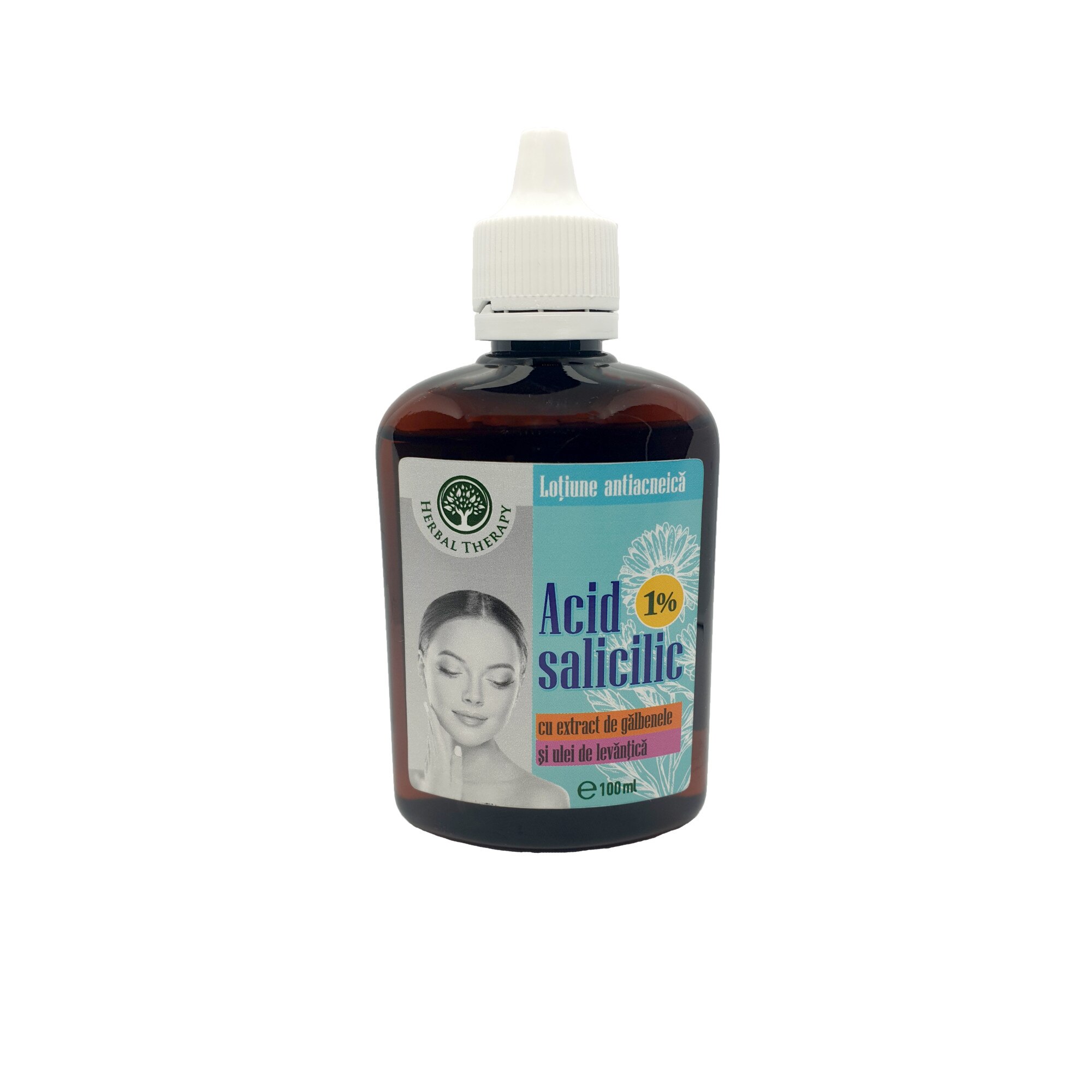 Lotiune antiacneica cu Acid Salicilic 1% cu extract de galbenele si ulei de levantica ,100ml, Herbal Therapy