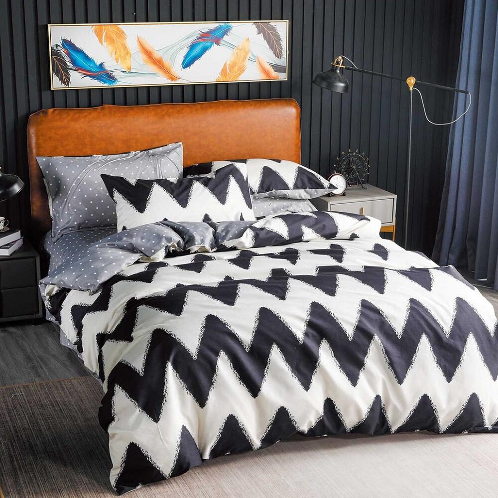 Set lenjerie de pat dublu, 230 x 220 cm, bumbac satinat, 4 piese, Casa de Vis, A50-523