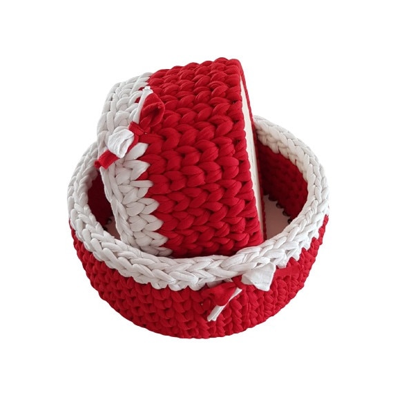 Set de 2 bucati cosuri ornamentale din bumbac reciclat