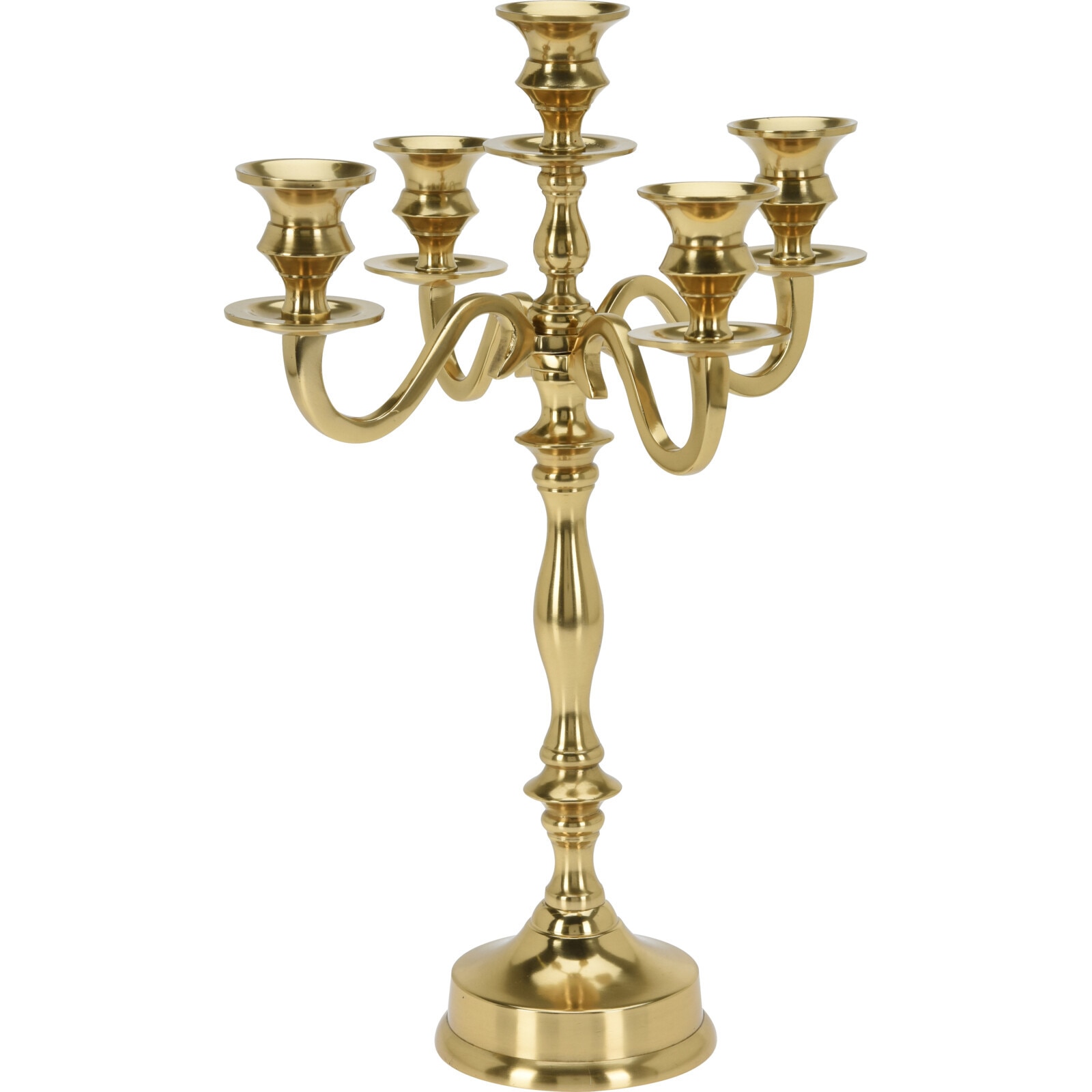 Sfesnic metalic cu 5 brate, auriu, 39.5 cm