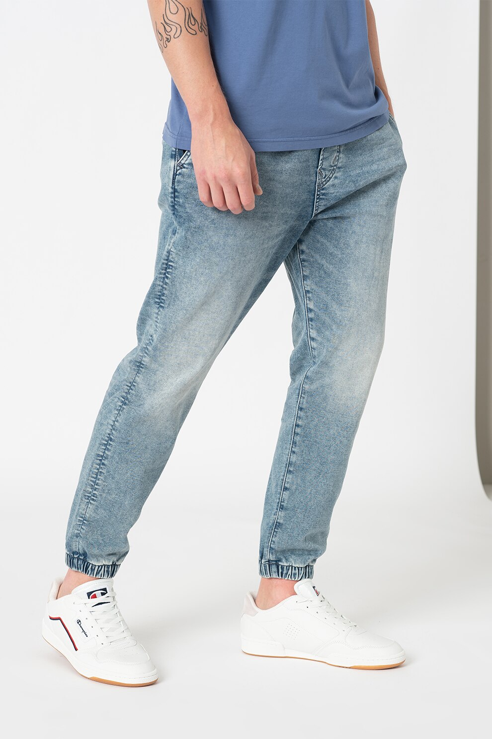 American Eagle, Blugi conici cu snur in talie, Albastru deschis, S