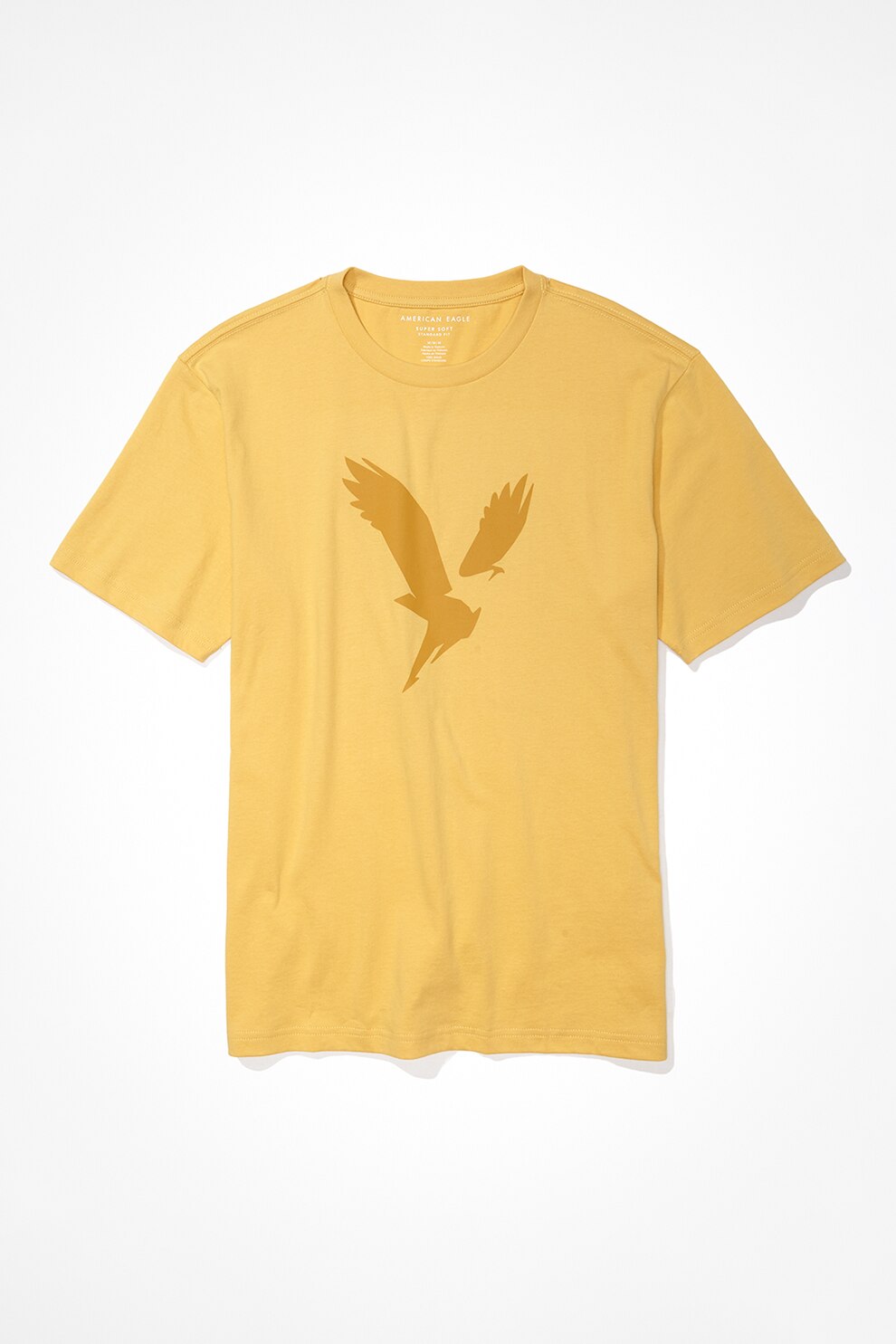 American Eagle, Tricou cu decolteu la baza gatului si imprimeu logo contrastant, Galben sofran