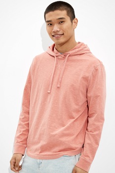 American Eagle, Hanorac din material usor, cu gluga ajustabila, Roz somon American Eagle, Hanorac din material usor, cu gluga ajustabila, Roz somon