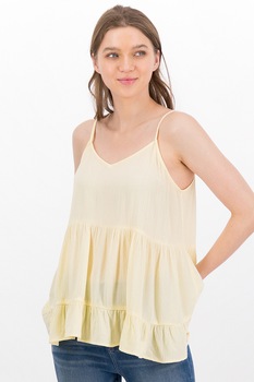 American Eagle, Bluza fara maneci, cu decolteu in V, galben pal American Eagle, Bluza fara maneci, cu decolteu in V, galben pal