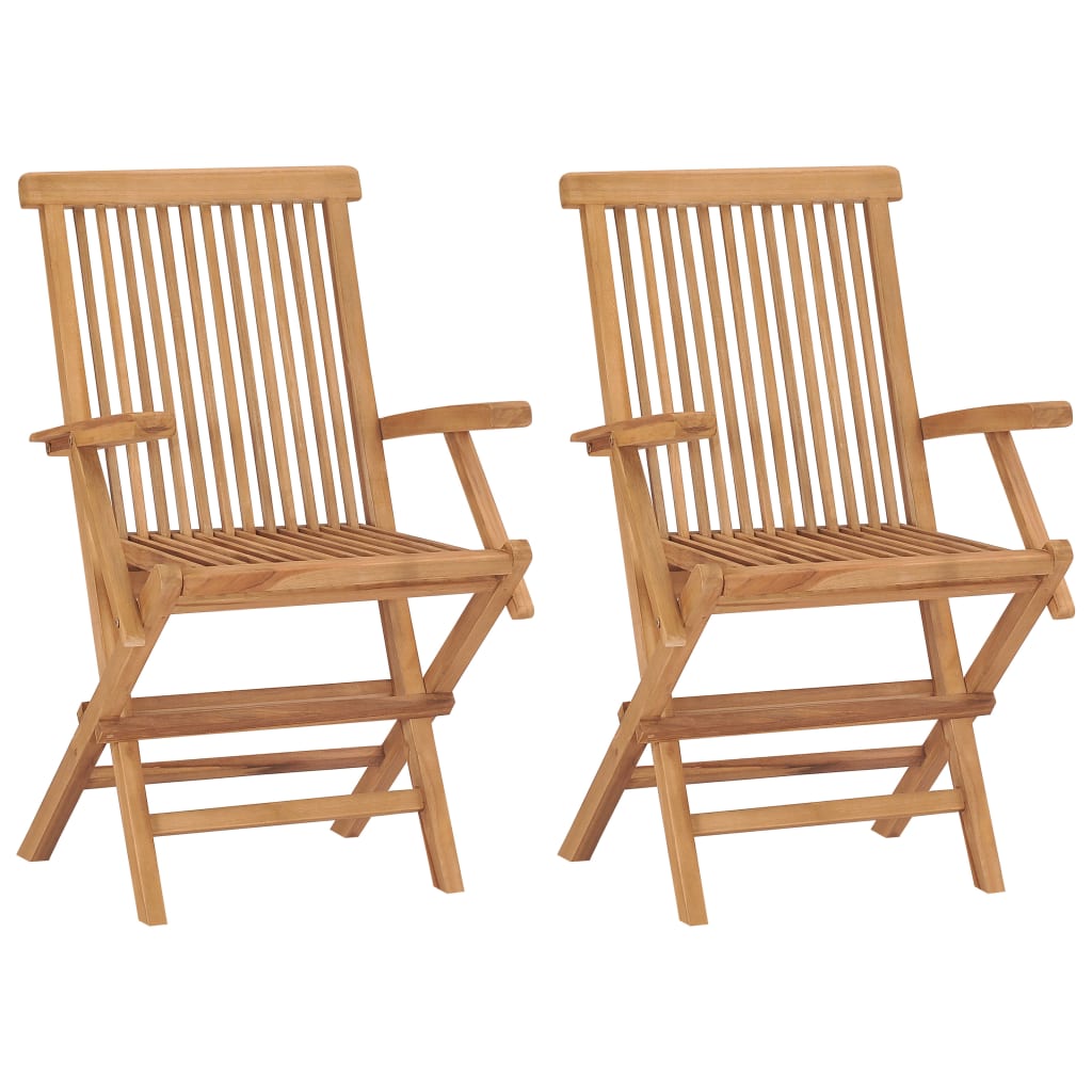 Set de 2 scaune de gradina pliante vidaXL, Lemn, 56 x 62 x 90 cm, Maro