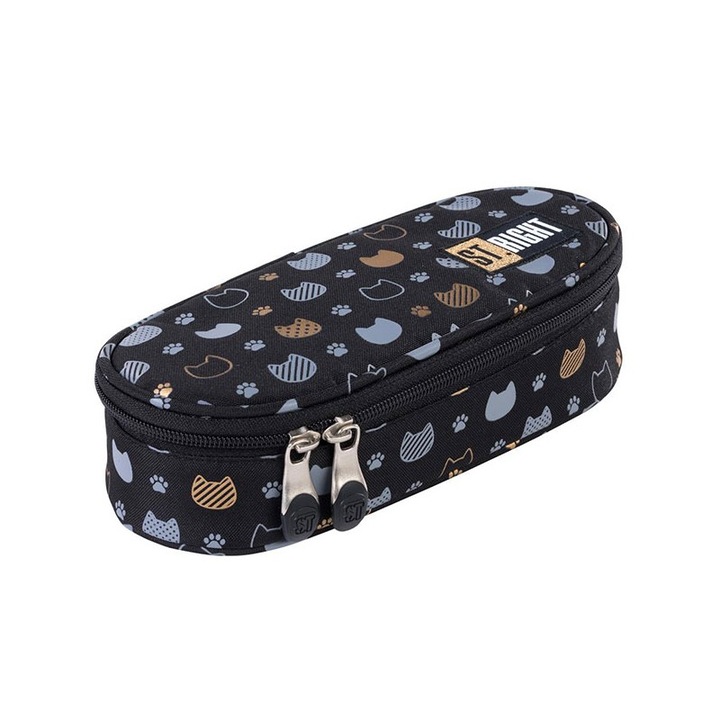 St. Right ovális cicás tolltartó - Golden Cats