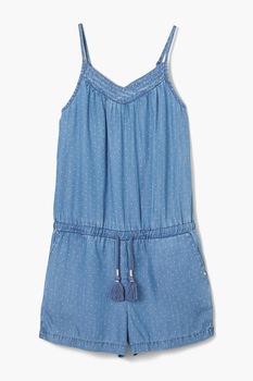 s.Oliver, Salopeta din lyocelll chambray cu snur in talie, Albastru deschis s.Oliver, Salopeta din lyocelll chambray cu snur in talie, Albastru deschis