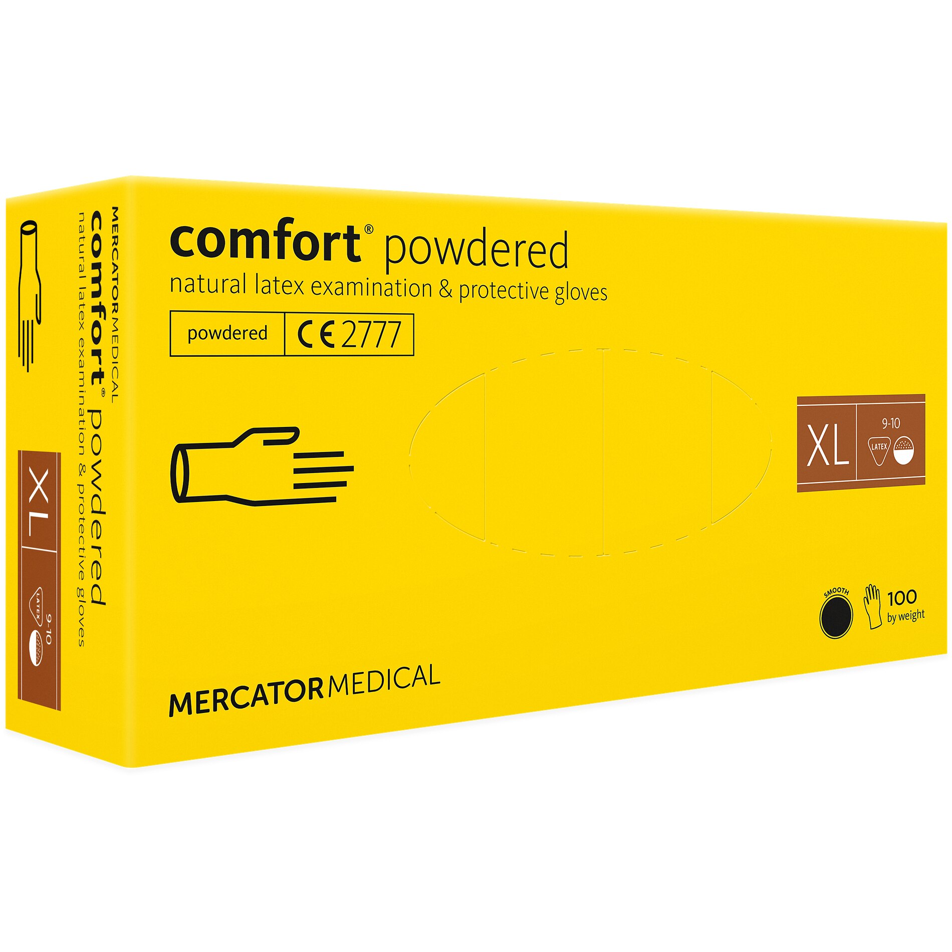 Set 100 bucati Manusi Comfort powdered, Latex, pudrate, netede, crem, marimea XL