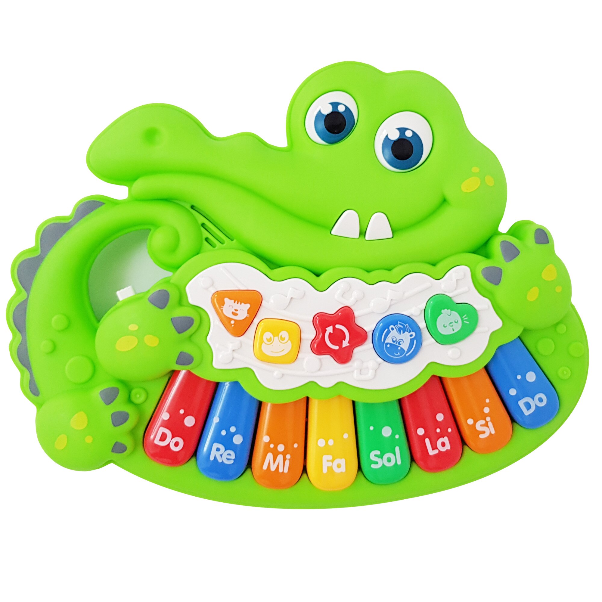 Jucarie interactive, crocodil mini pianina, sunete si lumini, culoare verde