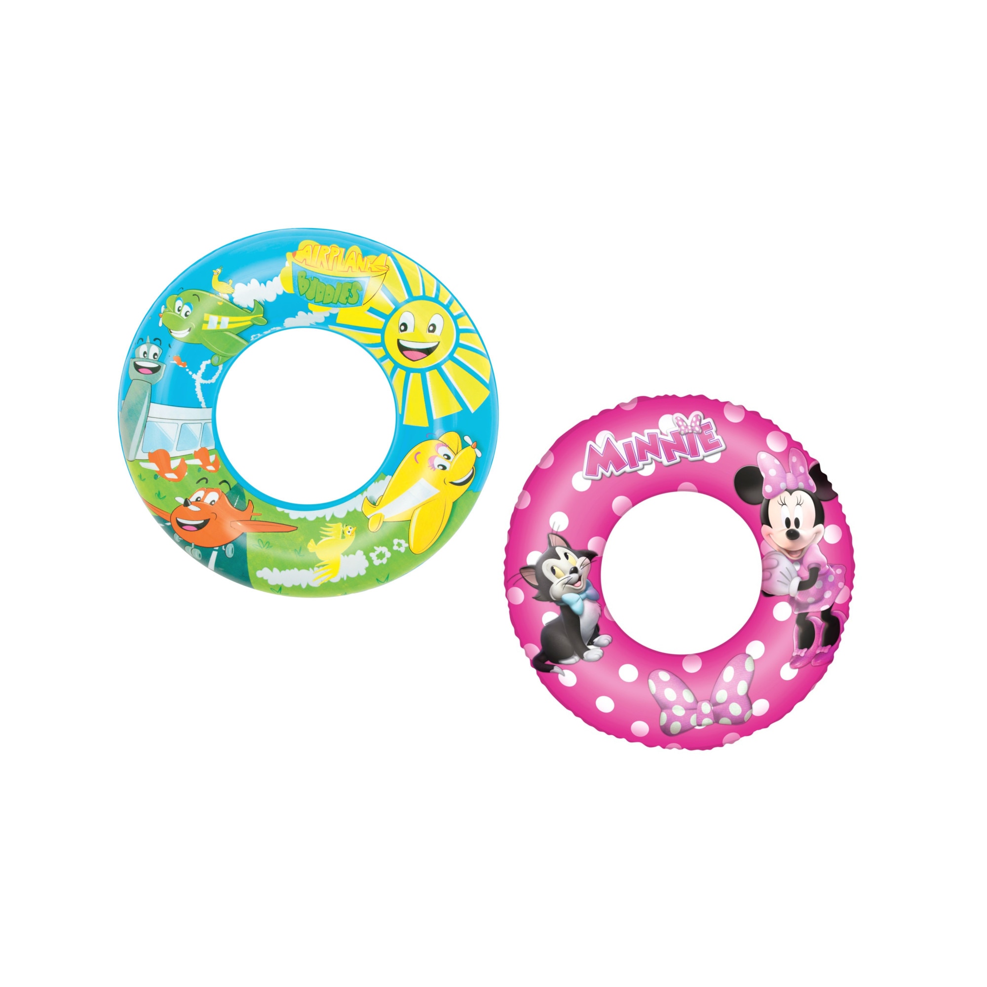 Pachet 2 colace gonflabile pentru copii - Desene Avioane si Minnie, 56 cm